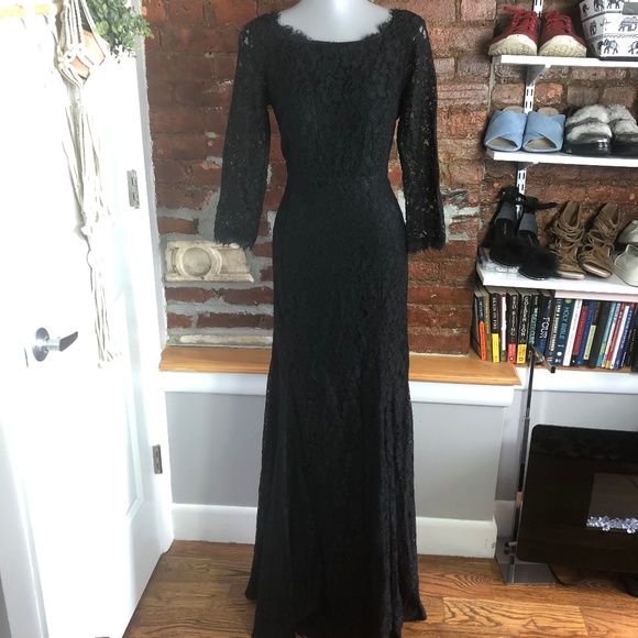 Diane Von Furstenberg Zarita Lace Black Gown 2 - Picture 2 of 8